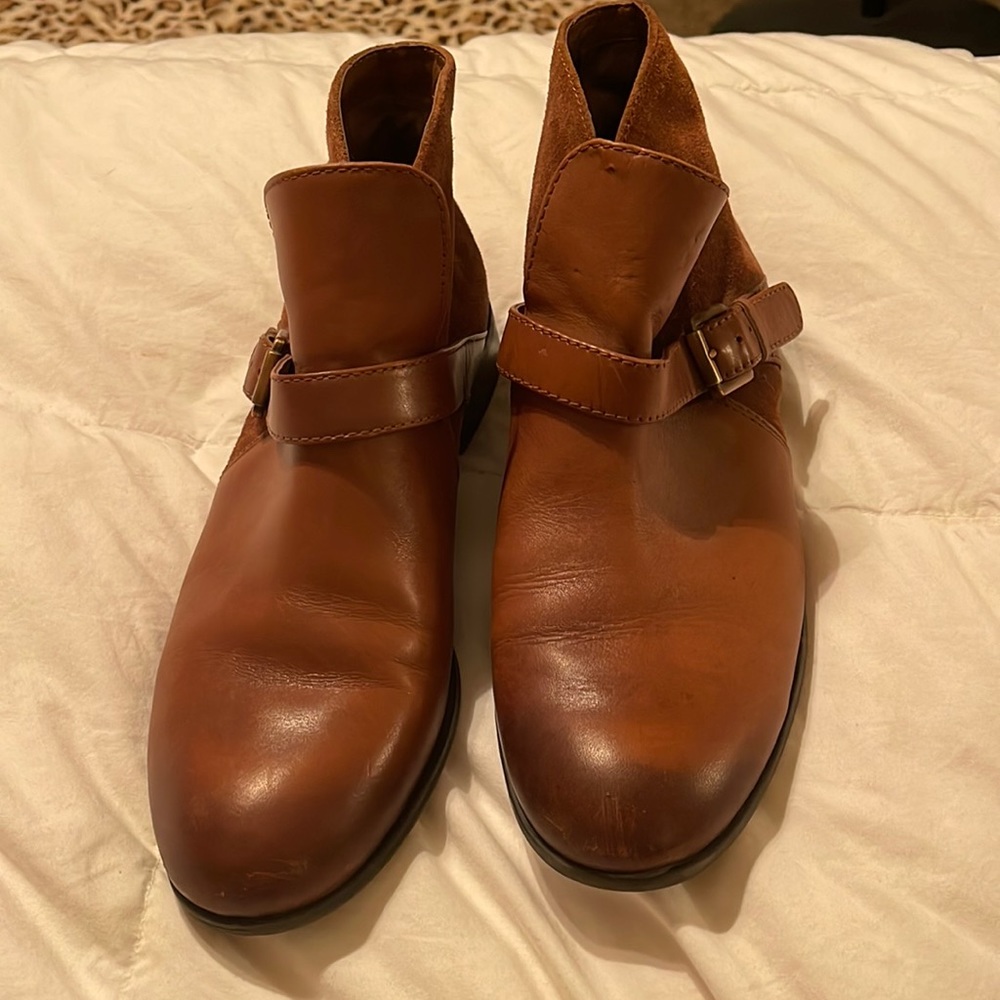Suede and leather booties size 10 womens